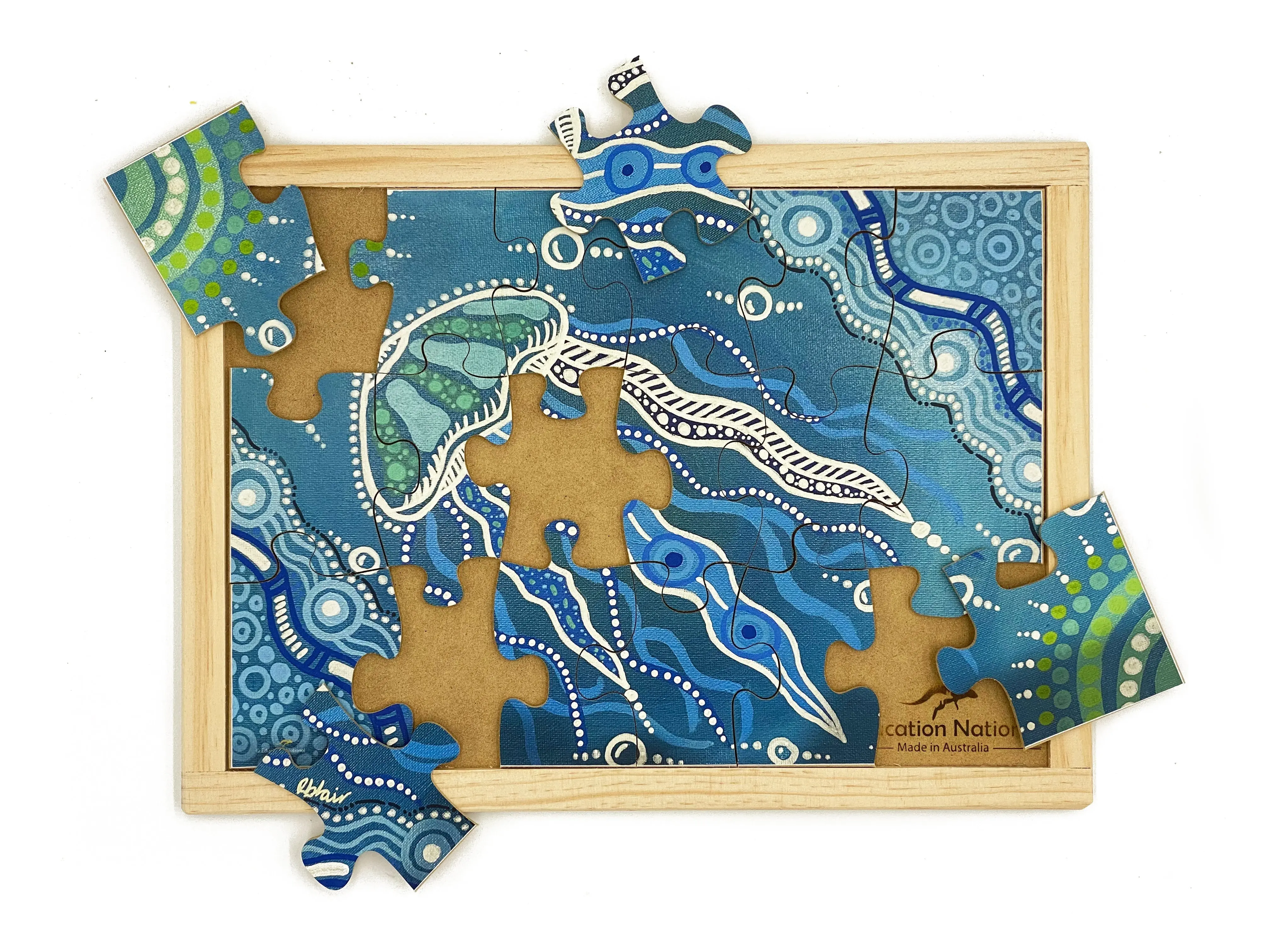 Aboriginal Art Sea Creatures Dreaming Puzzle Set of 4 - Image 4