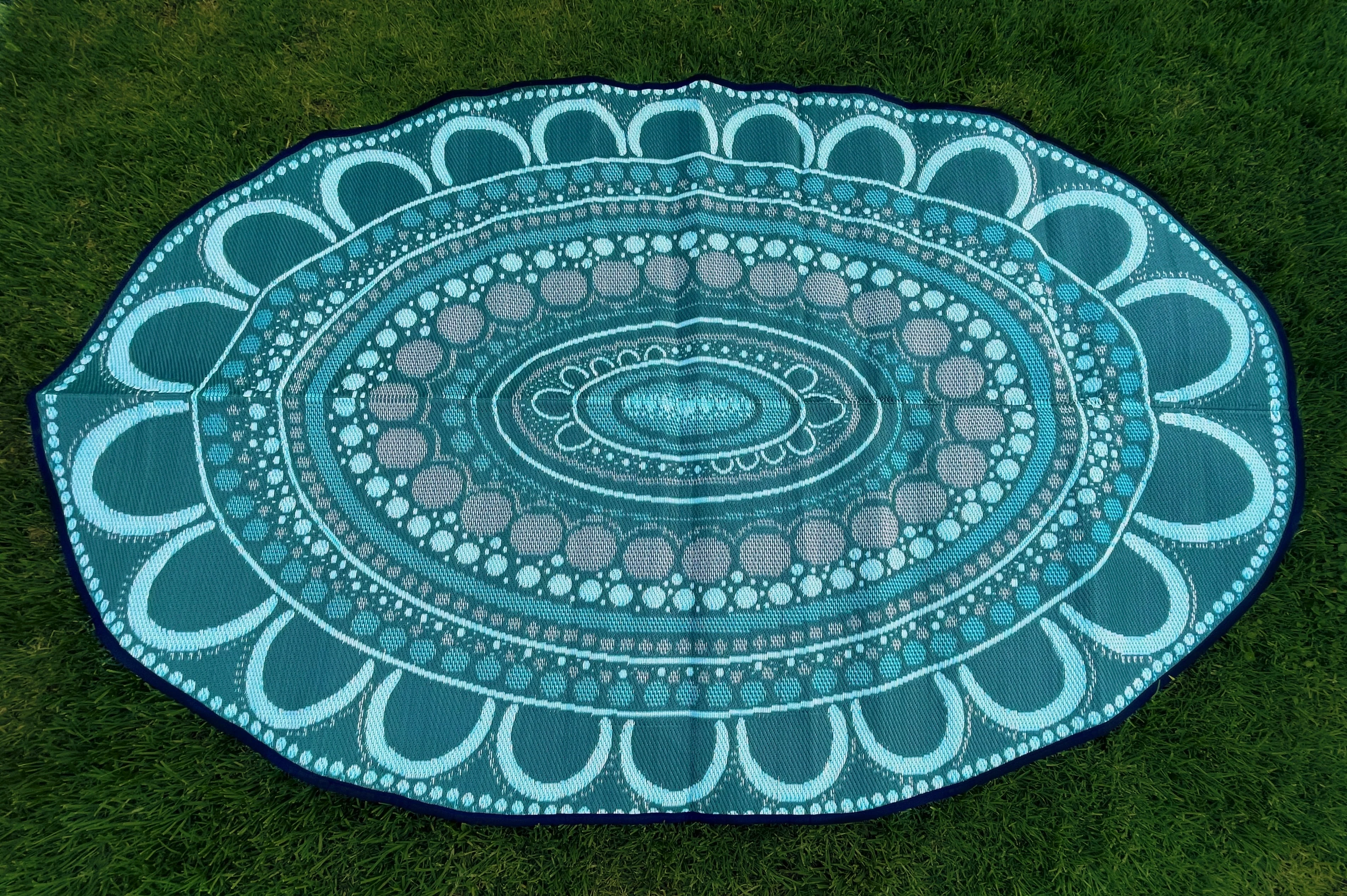 Aboriginal Art Yarning Oval Outdoor Mat - Image 3