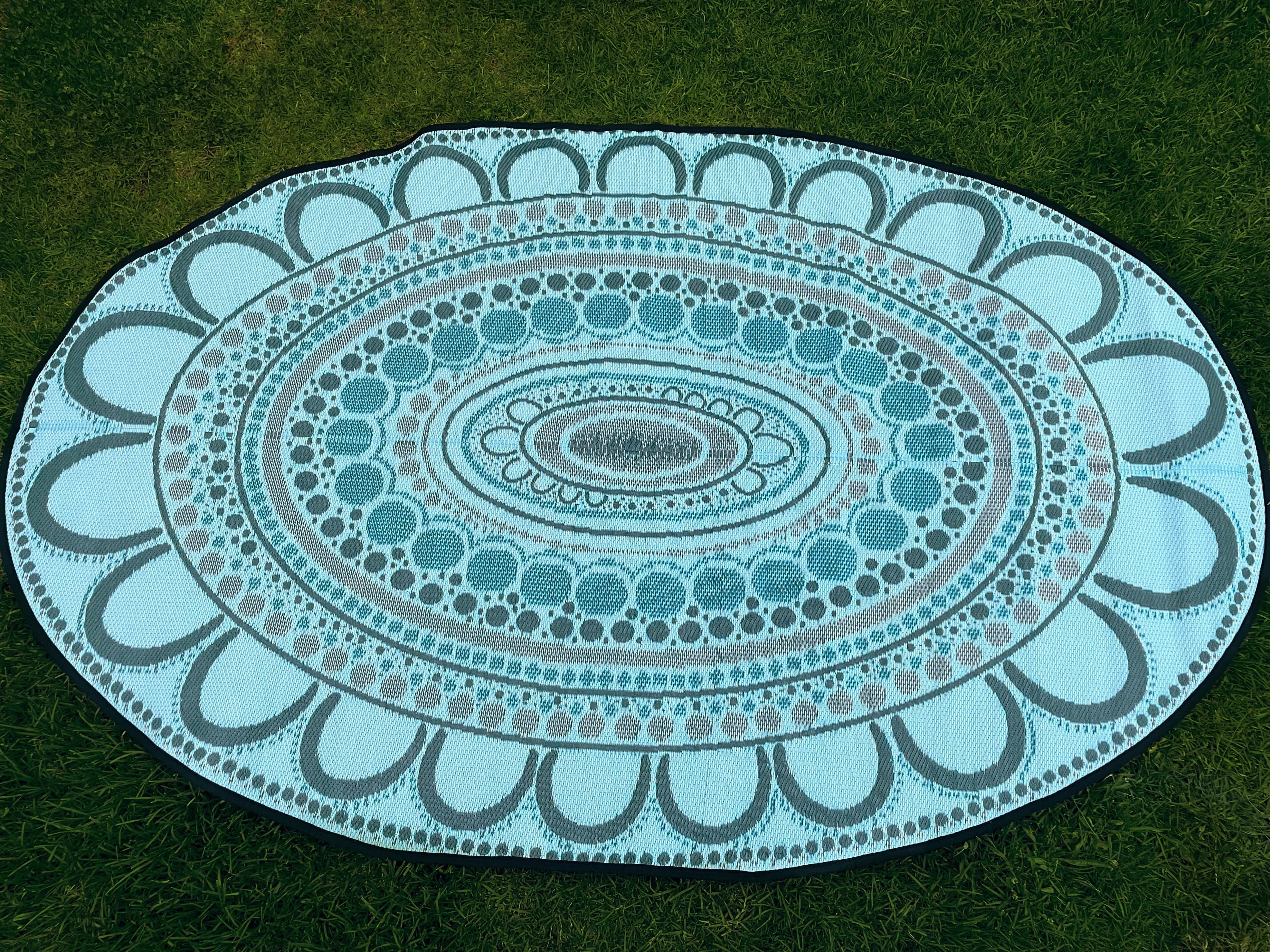 Aboriginal Art Yarning Oval Outdoor Mat - Image 4