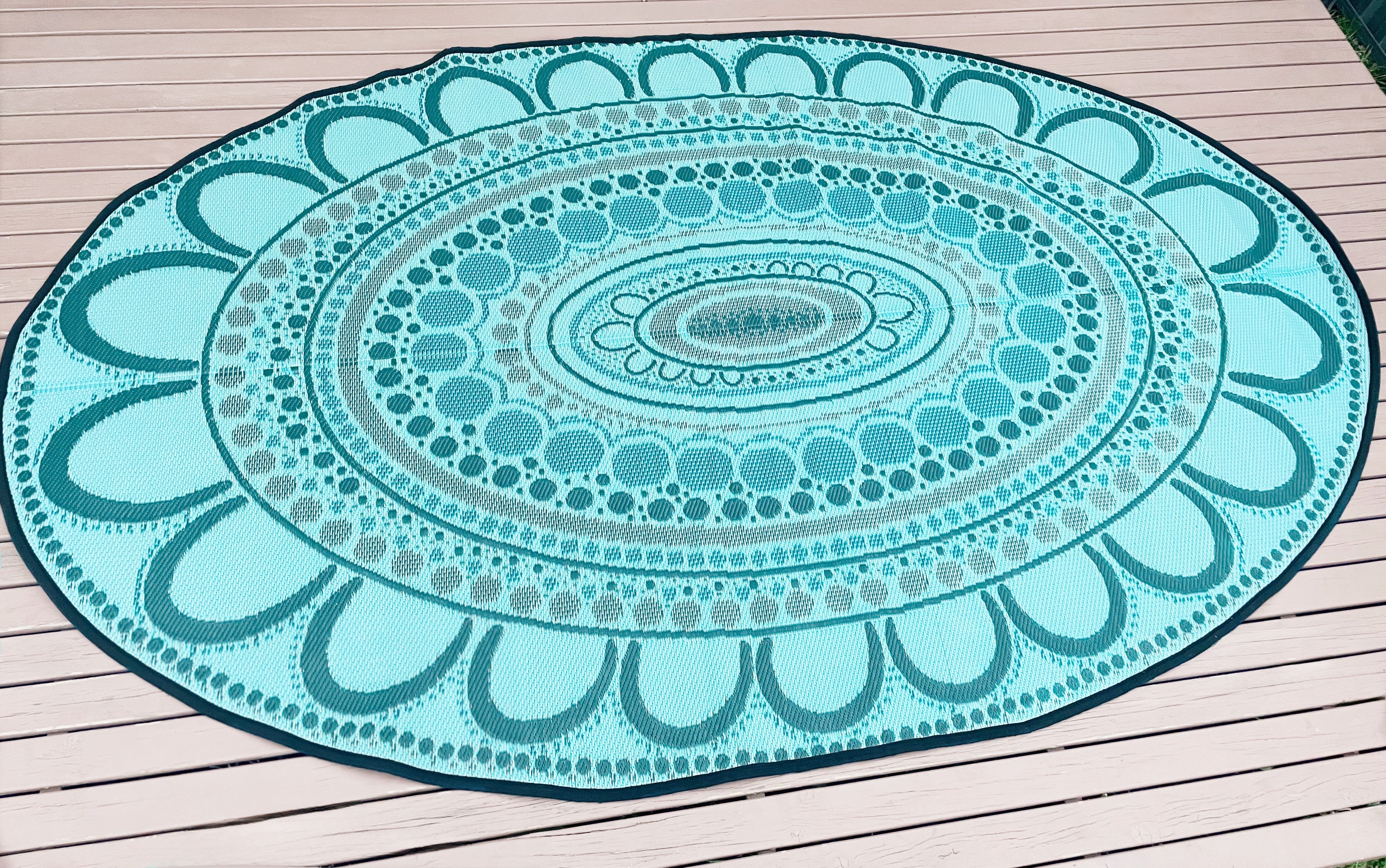 Aboriginal Art Yarning Oval Outdoor Mat - Image 6