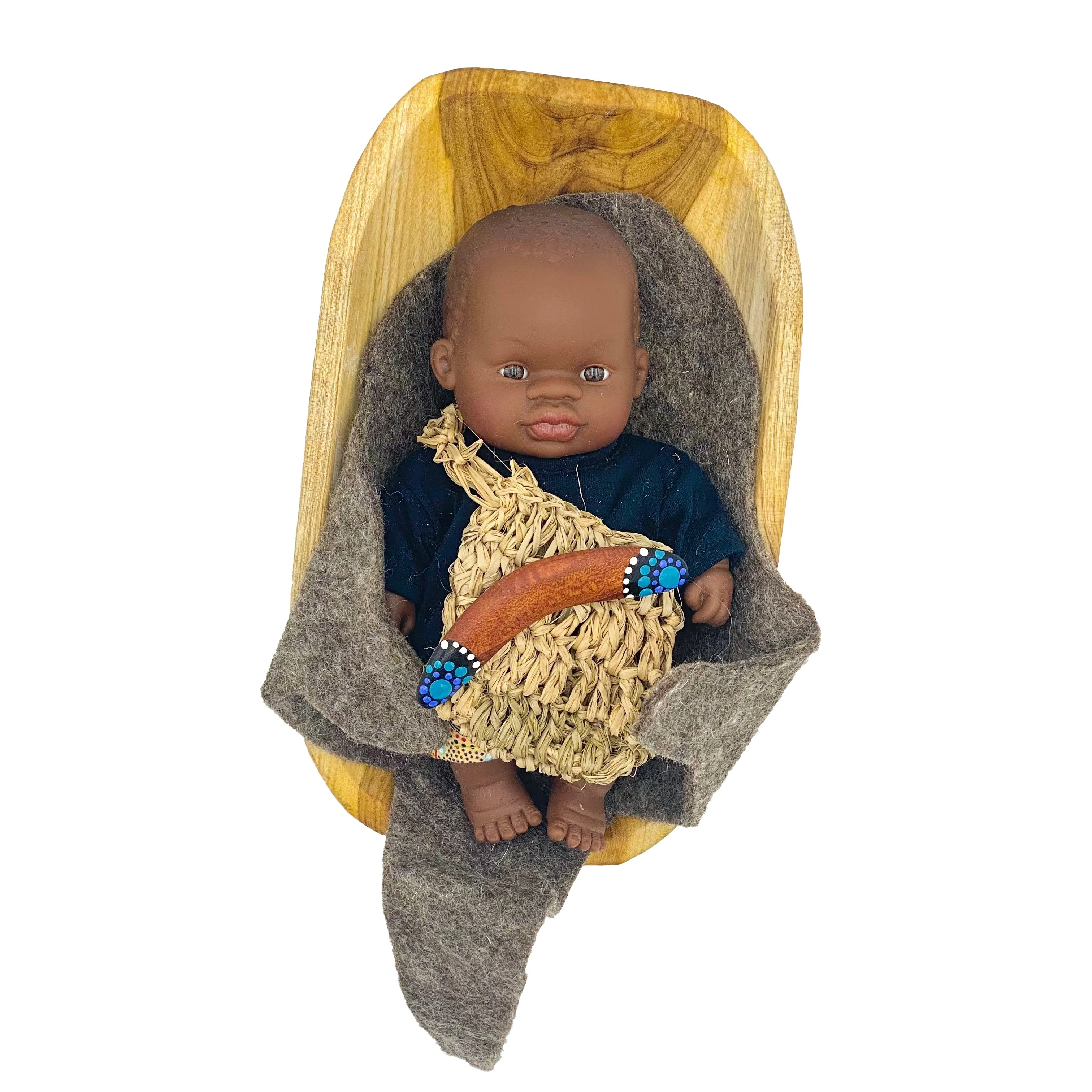 Aboriginal Australian Boy 21cm Baby Coolamon Set