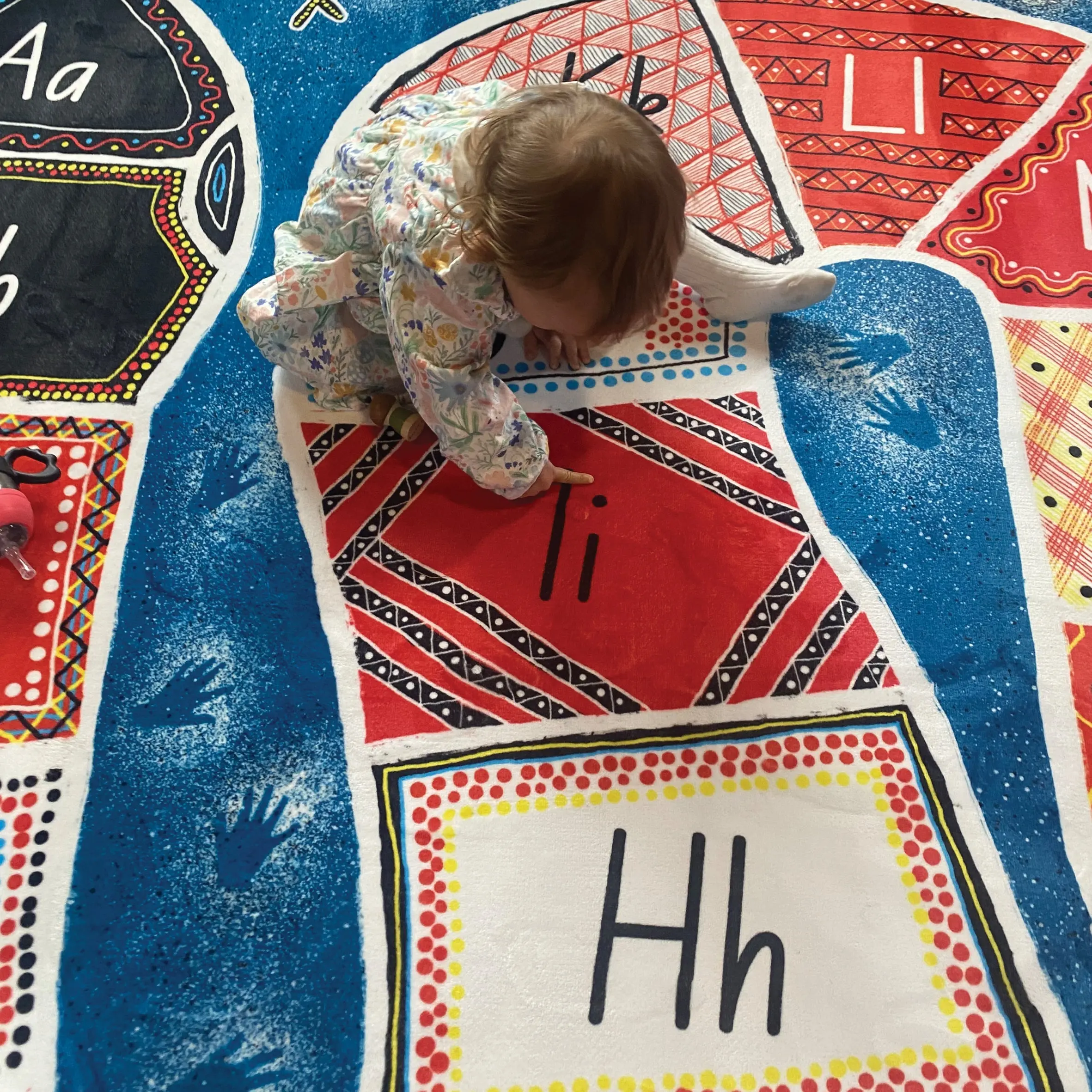 Alphabet Rainbow Serpent Indigenous Rug - Image 3