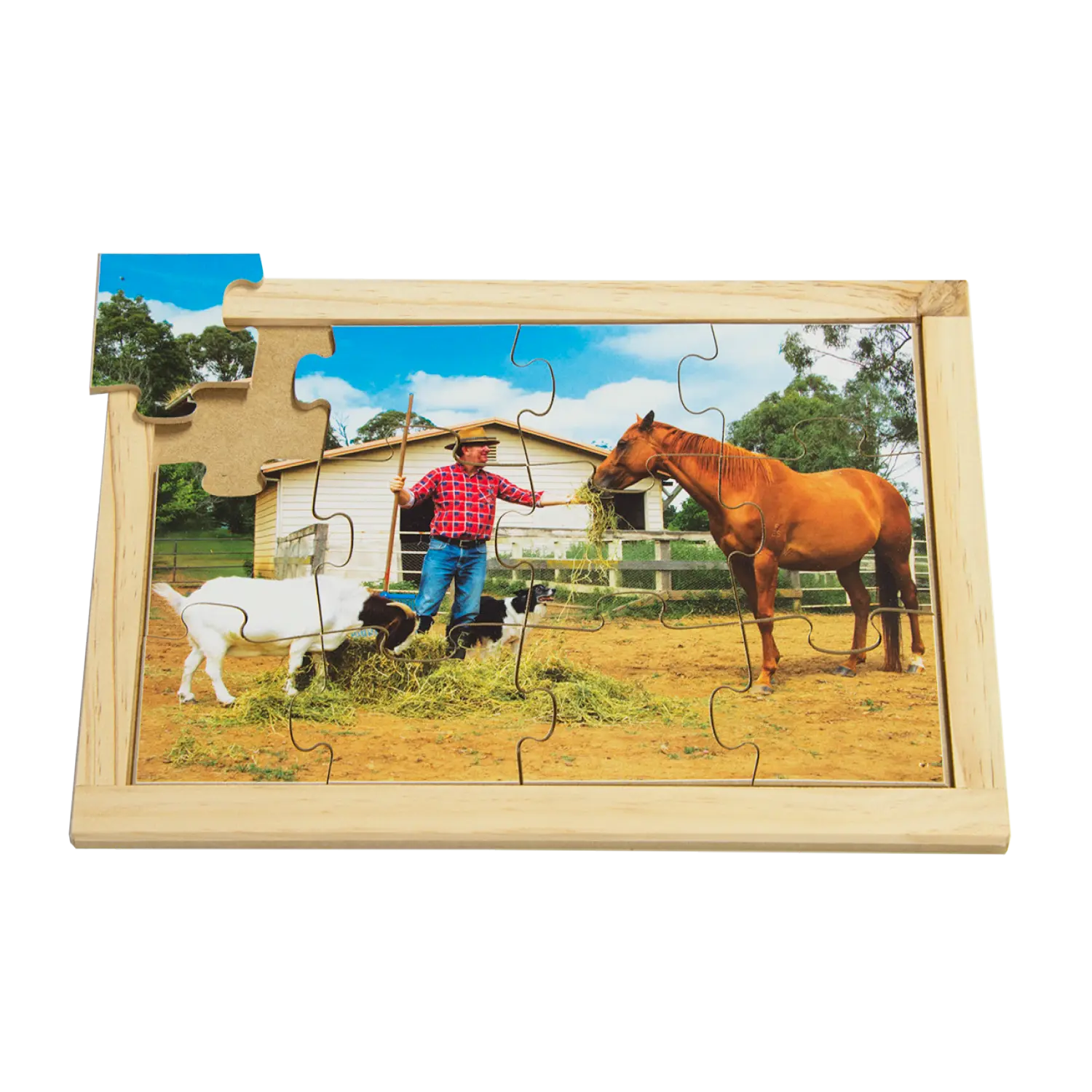 Farmer Feeding Animals Farm Puzzle