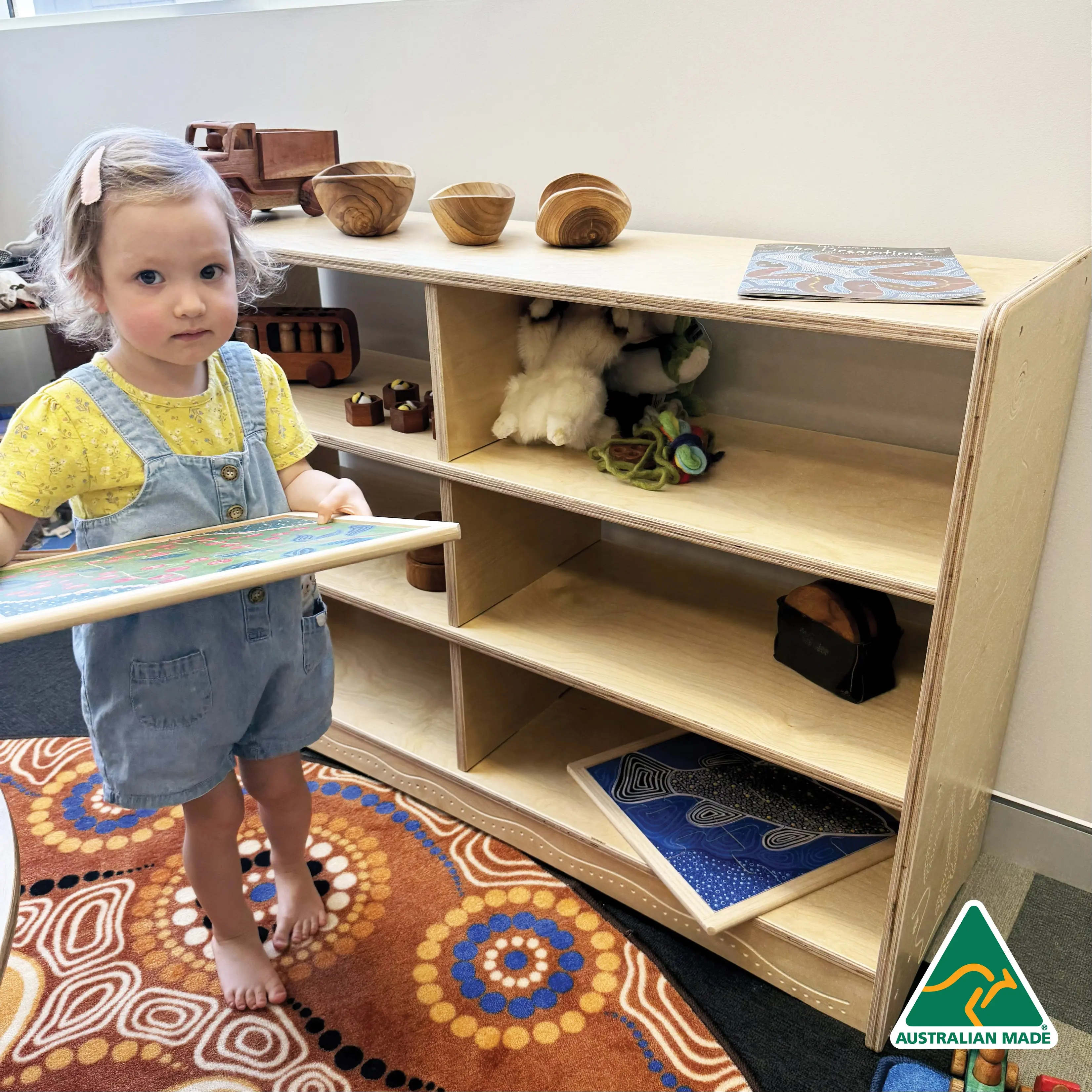 Emu in the Sky – Indigenous Wooden Shelf Unit - 120cm - Image 7