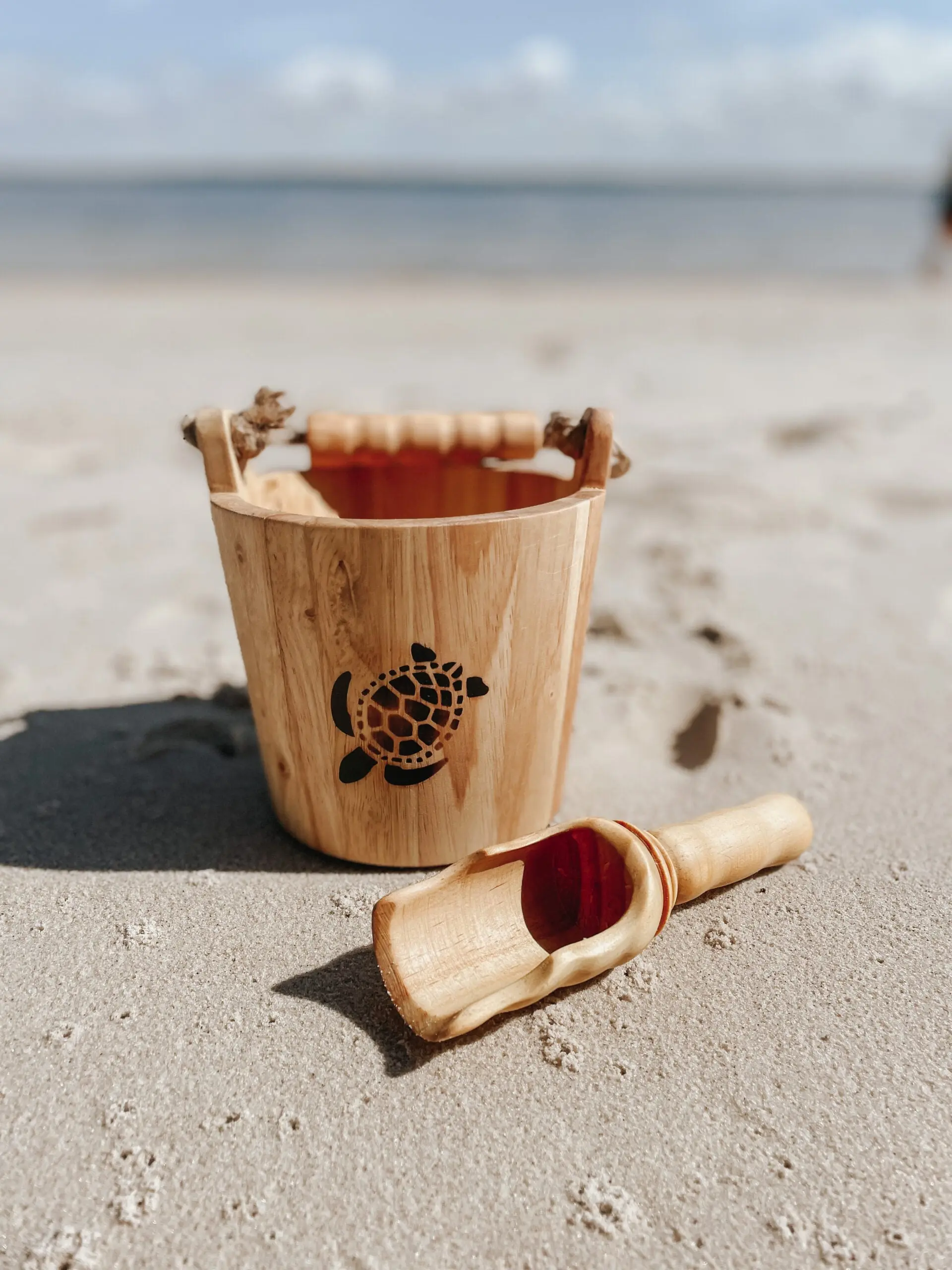 Wooden Turtle Bucket and Small Shovel