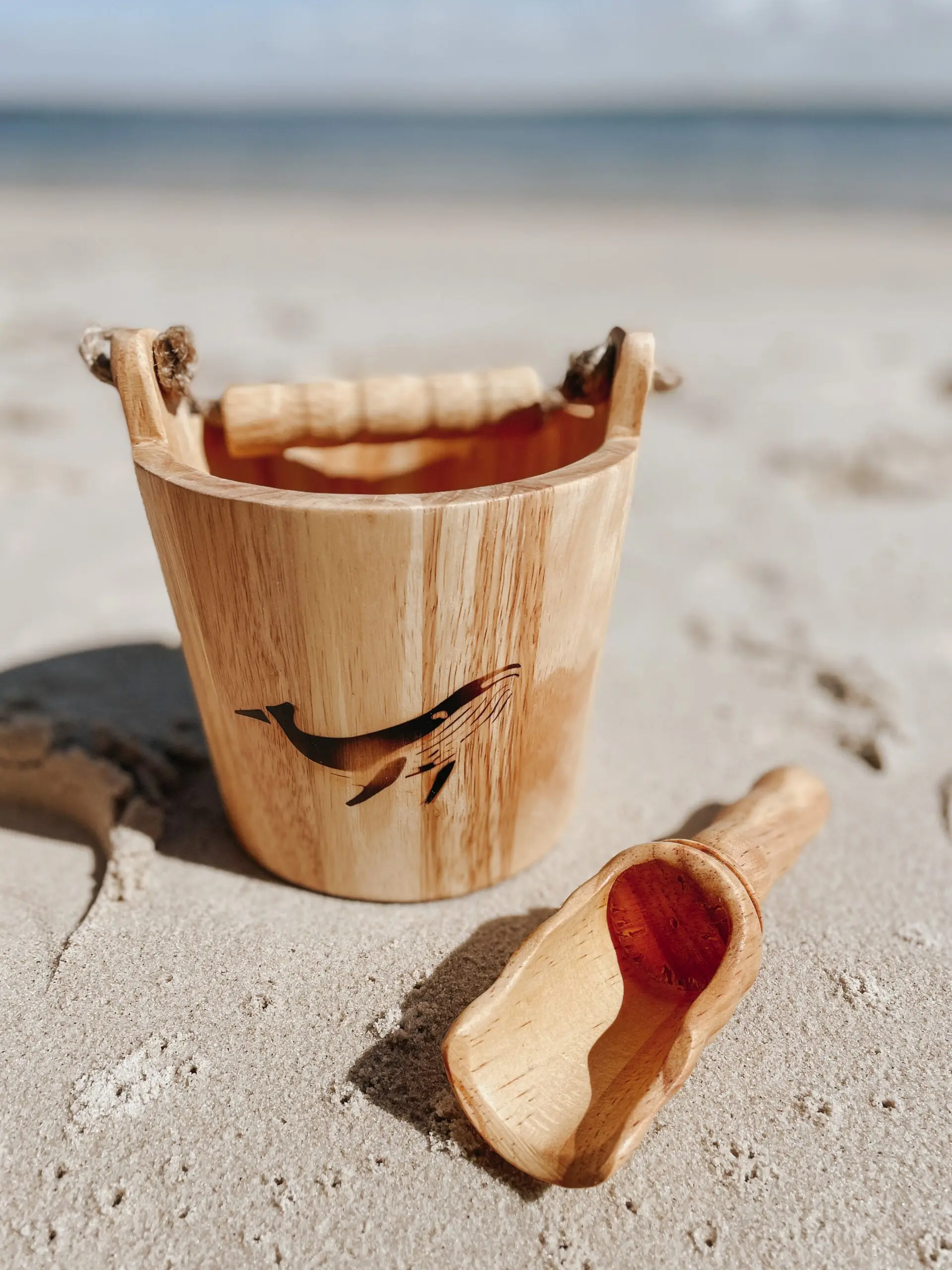 Wooden Whale Bucket and Small Shovel