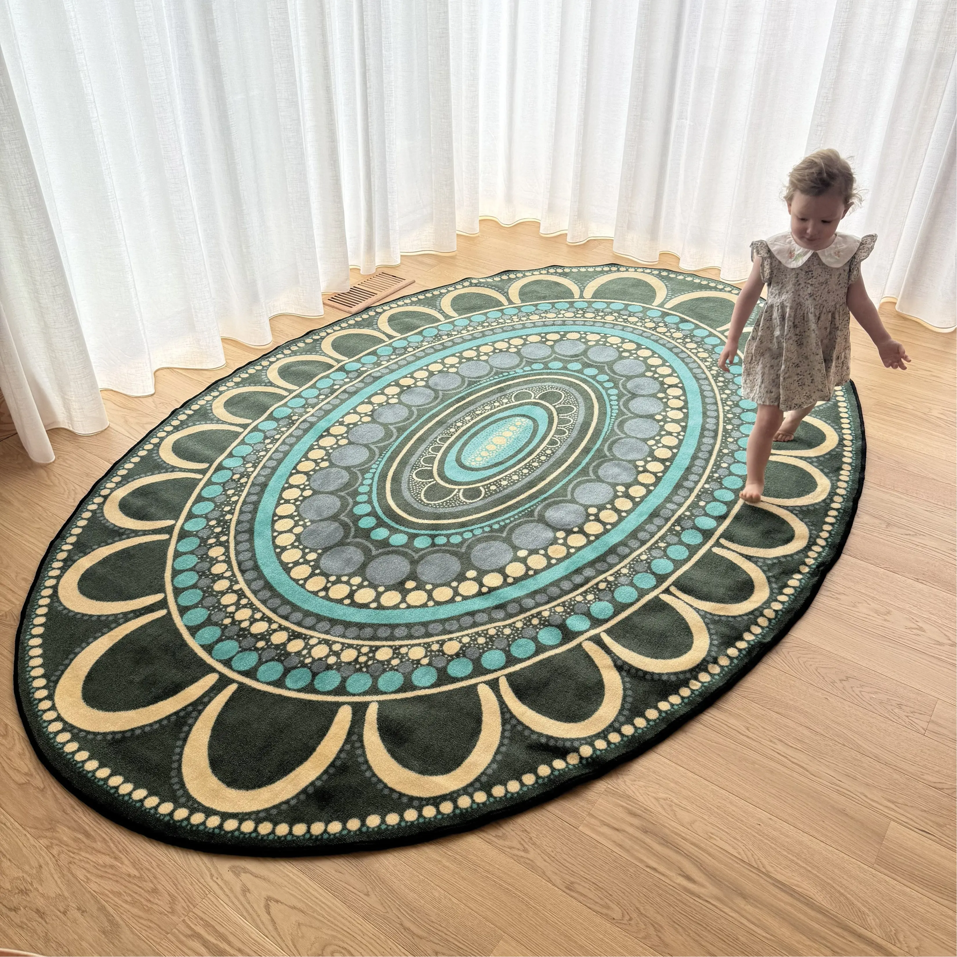 Yarning Oval Indigenous Rug