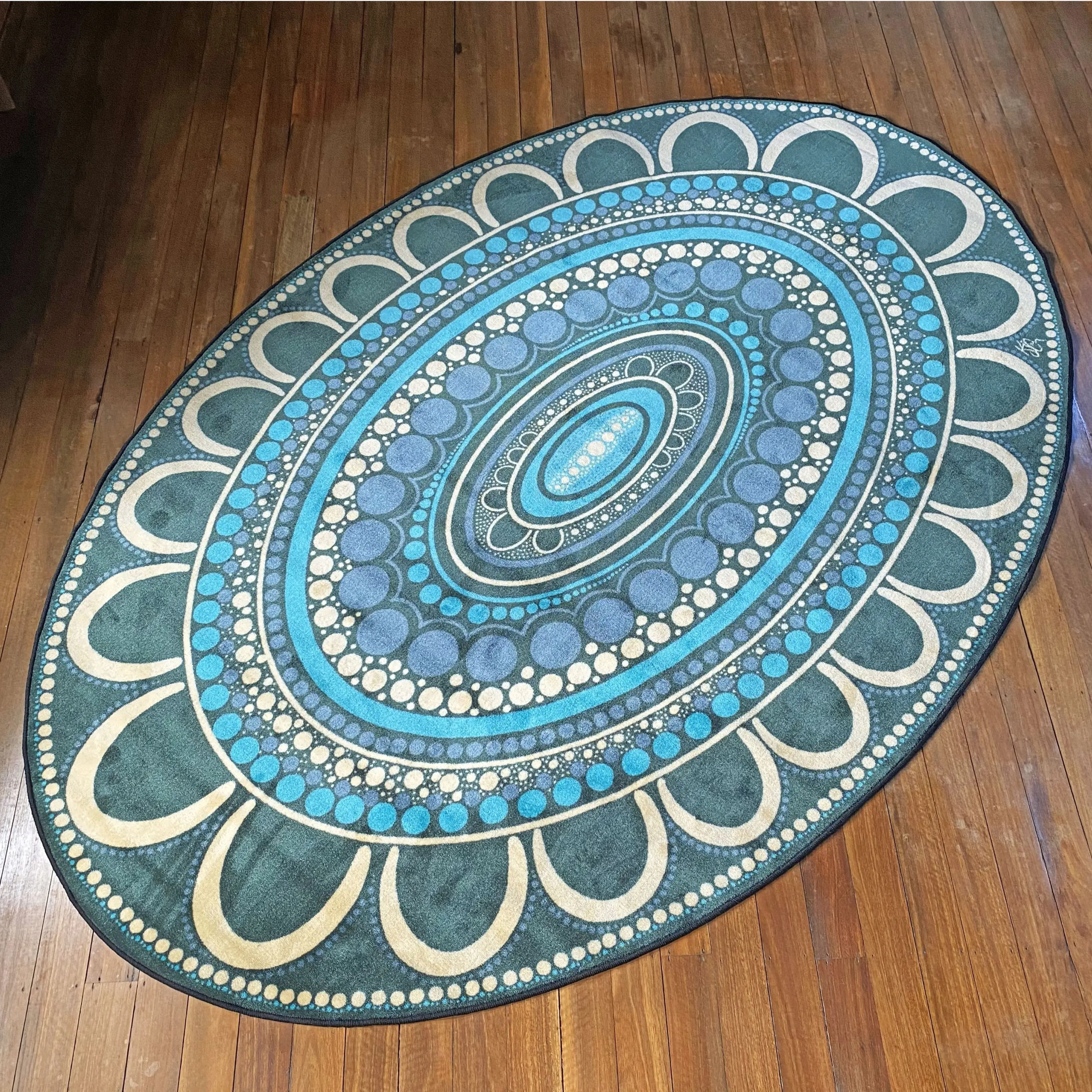 Yarning Oval Indigenous Rug - Image 2